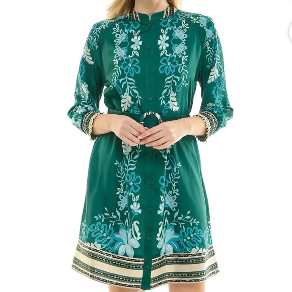 Nannette Dresses & Skirts - Nannette Teal Floral Long Sleeve Dress
